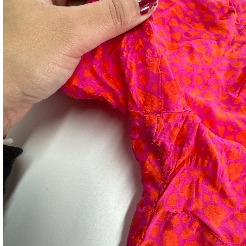 Tara‎ Jarmon Dress Womens 44 Pink Orange Rozenn Heart Print Polo Midi - Picture 11 of 15